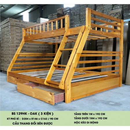 B129 Oak : Giường 2 Tầng Leo Thang - 1m / 1m4 B129 Oak : Giường 2 Tầng Leo Thang - 1m / 1m4